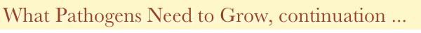 What Pathogens Need to Grow, continuation ...